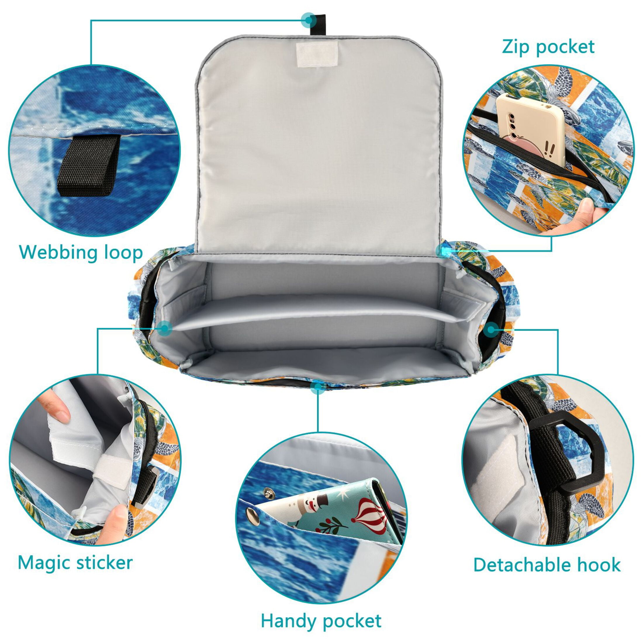 DIXRUYEE Stroller Organizer Turtle Escape Printed