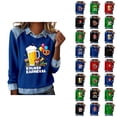 thumbnail image 1 of Mardi Gras Hauts à Manches Longues pour Femmes 2026 Mode Denim Patchwork Col à Revers Chandail en Molleton Graphique, 1 of 2