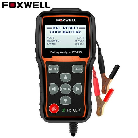 Foxwell BT705 Battery Tester Automotive 100-2000 CCA Battery Load Tester, 12V 24V Car Cranking and Charging System Test Scan Tool Digital Battery Analyzer for Cars and Heavy Duty