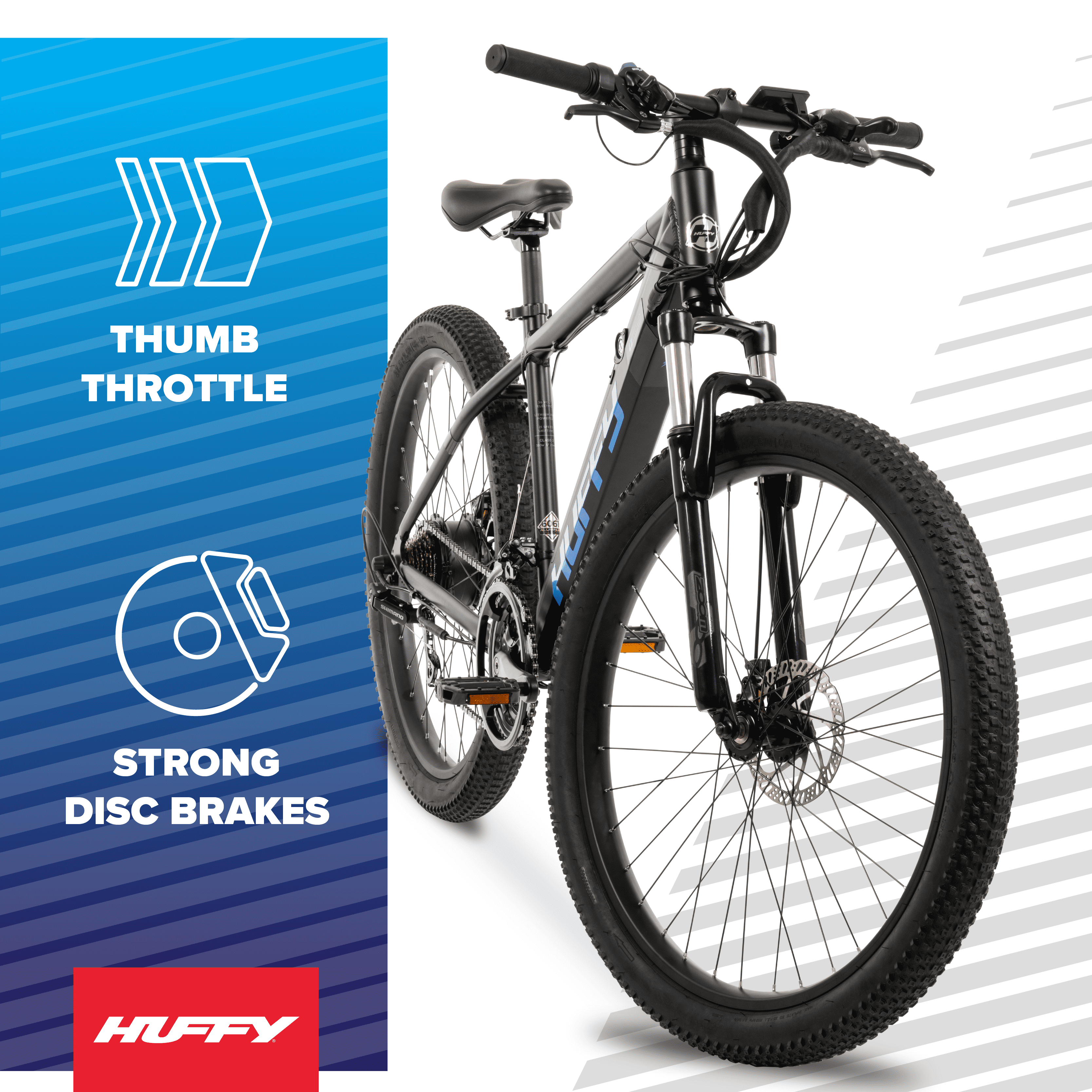 Huffy 27.5” Eventis 36V Electric Bike, Fits Riders 60”+, Black, Adult, Unisex