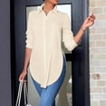 thumbnail image 2 of Summer Tops Slit Side V Neck Long Sleeve Button Down Fashion Blouse, 2 of 6