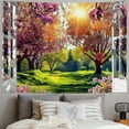 thumbnail image 2 of ONETECH  Spring Landscape Tapestry Natural Scenery Window View Aesthetic Wall Tapestries for Bedroom Living Room Decor Cherry Blossom Trees Picture Sunshine Nature Tapestry Wall Hangings, 2 of 6