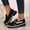 Black, variant on Women's Platform Loafers Wide Width, Patent Leather Penny Loafers, Chunky Sole Low Heel Casual Dress Shoes, Black/Beige