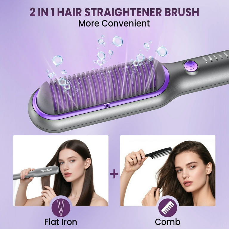 NEXPURE Fast Heat Hair Straightener Brush, 16 Modes, Anti