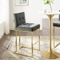 thumbnail image 2 of Bar Stool Chair Barstool, Velvet, Metal Steel, Gold Grey Gray, Modern Contemporary Urban Design, Bar Pub Cafe Bistro Hotel Restaurant Hospitality, 2 of 8
