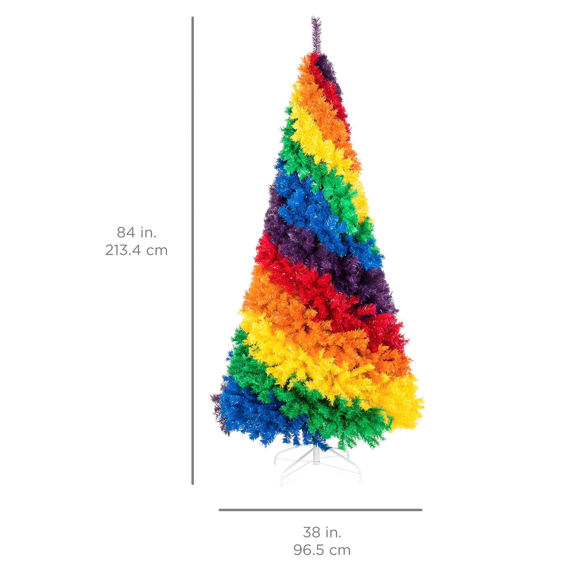 Best Choice Products 7ft Artificial Colorful Rainbow Full Fir Christmas Tree Holiday Decor W 1 213 Tips Metal Stand Walmart Com Walmart Com