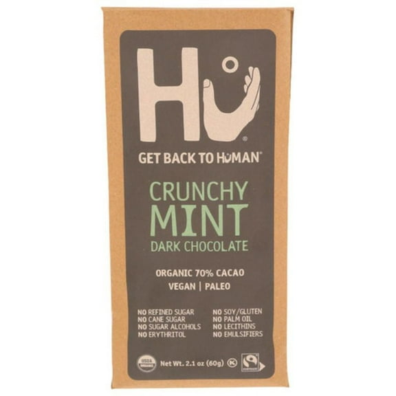 Hu Organic Crunchy Mint Dark Chocolate Bar 2.1 oz Pack of 2