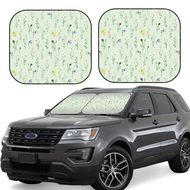 Balery Wildflower Watercolor 5 Parasol para parabrisas de coche de 2 piezas | Parasol plegable para parabrisas delantero de coche para la mayoría de sedanes-Small