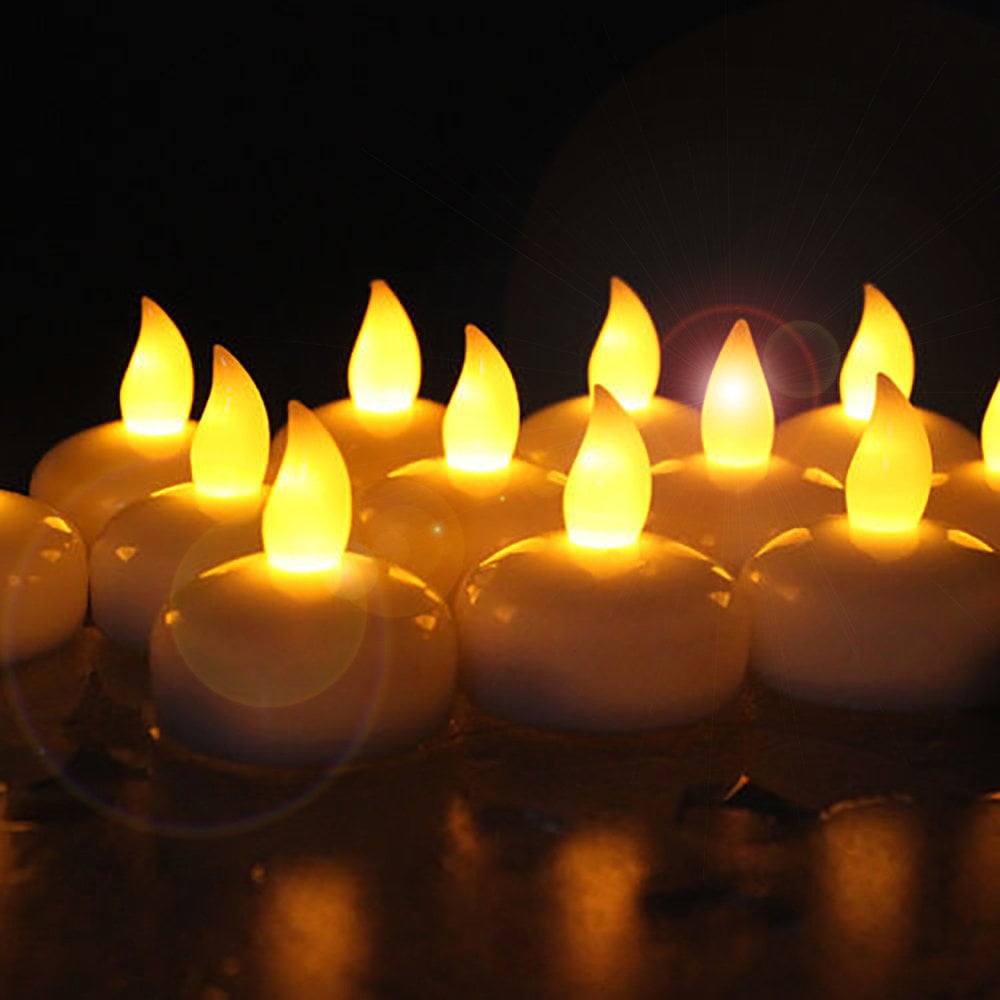 Novelty Place LED Floating Candles, Flameless Tea Lights Warm Yellow