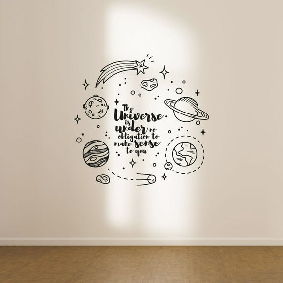 The Universe Is Under No Obligation To Make Sense To You Quote Vinyl Space Universe Design Wall Sticker Art Decal Boys Girls Kids Room Design Bedroom House Home Decor Decoration Size (22x30 inch)