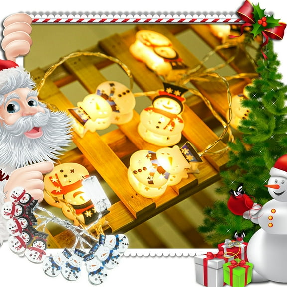 Hwkond Ourdoor Christmas Lights Christmas LED String Lights Snowman Indoor Outdoor Party Tree Decor on Clearance