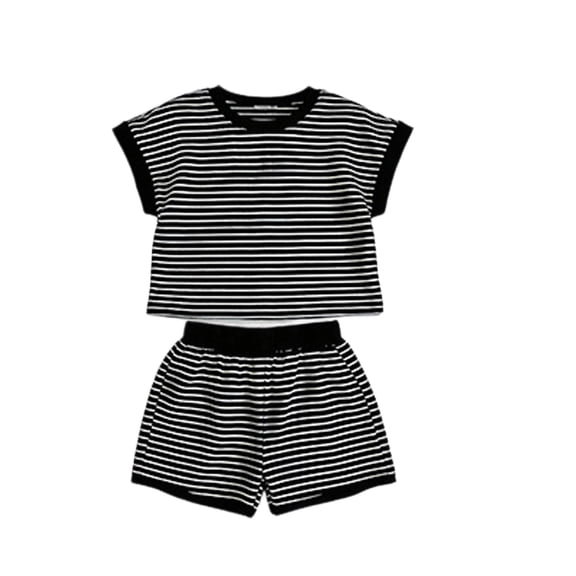 Tiijoy Toddler Girls Summer Striped Short Sleeved T Shirt and Shorts Outfits, Sizes 3-4