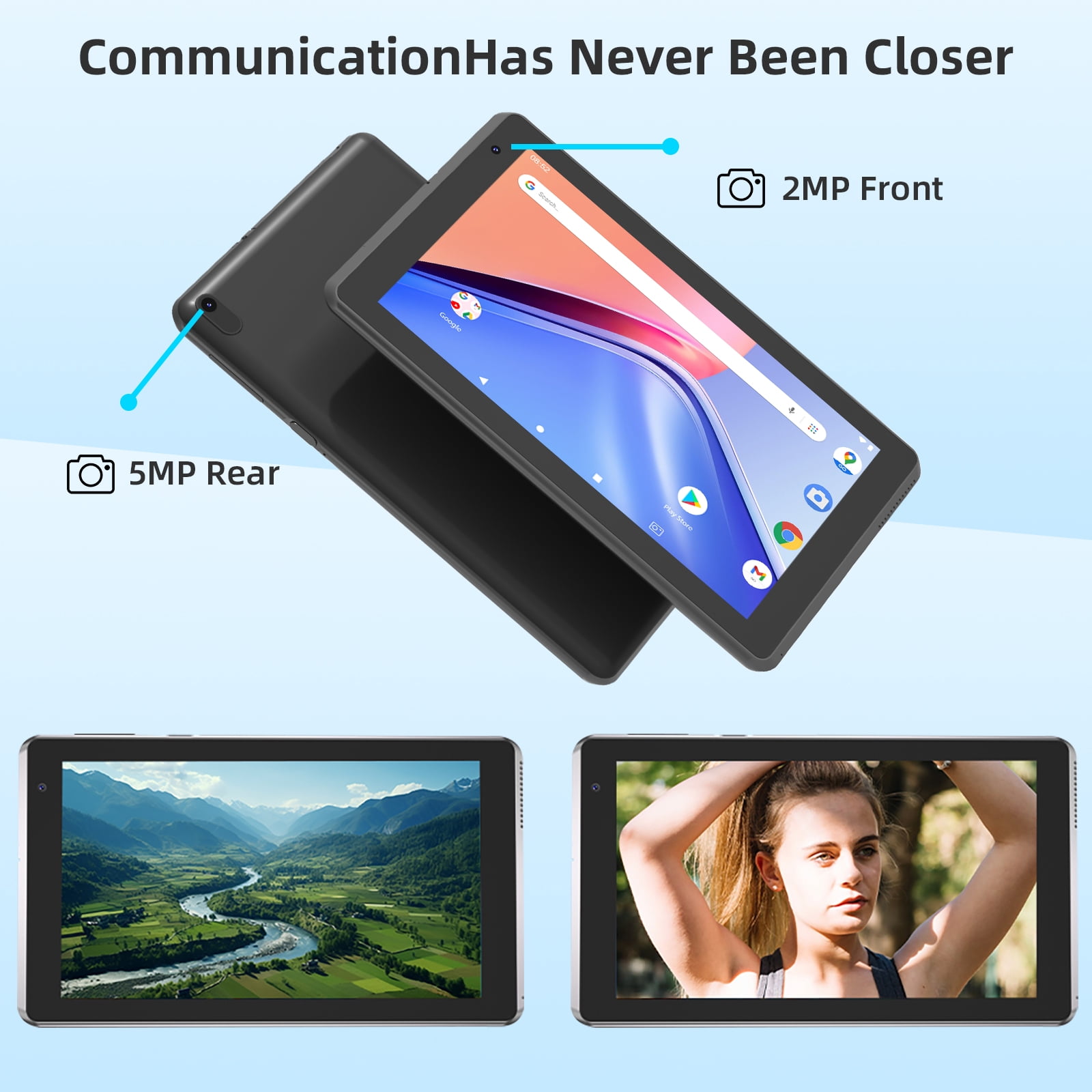 IWEGGO 7 inch Tablet with Case, Android 12 Tablet 4G RAM 32GB ROM, Quad-Core 1.6GHz Processor, 3000mAh, FHD Display, Dual Camera, FM, Type-C