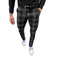 thumbnail image 4 of Afdoent Pants For Men Male Casual Plaid Print Pencil Pants Zipper Elastic Waist Pants Trousers Fashion, 4 of 6