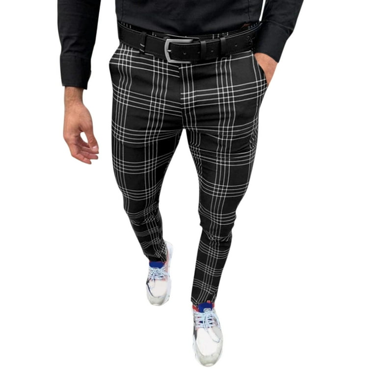 Plaid skinny zip shop track pants