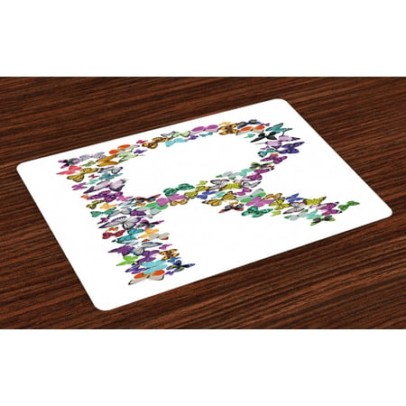 

Letter R Placemats Set of 4 A Collection of Butterflies in the Shape of Uppercase Letter Nature Inspired Font Washable Fabric Place Mats for Dining Room Kitchen Table Decor Multicolor by Ambesonne