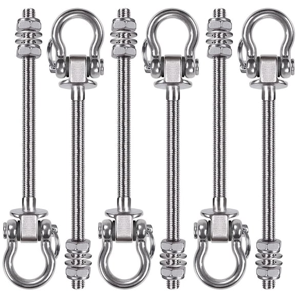 6Pcs Wood Beam & I-Beam Hanger, Permanent Antirust Stainless Steel Heavy Duty Swing Hooks, Yoga Hammock Chair Sandbag, Swing Sets Hardware, 180° Swing, 7" x M2/5