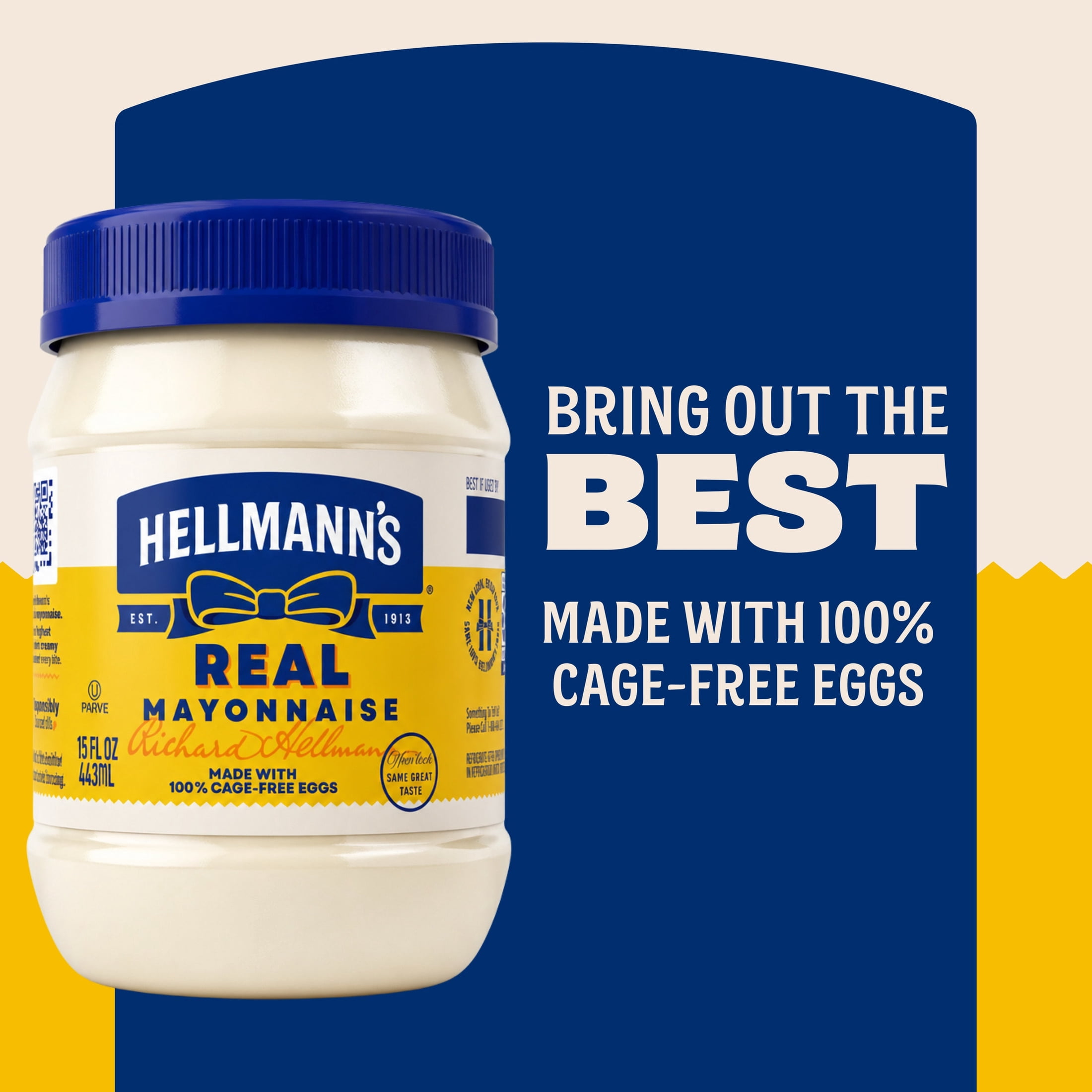 Hellmann's Real Mayonnaise For A Creamy Sandwich Spread Or Condiment Classic, Made with Real Simple Ingredients ,15 fl oz
