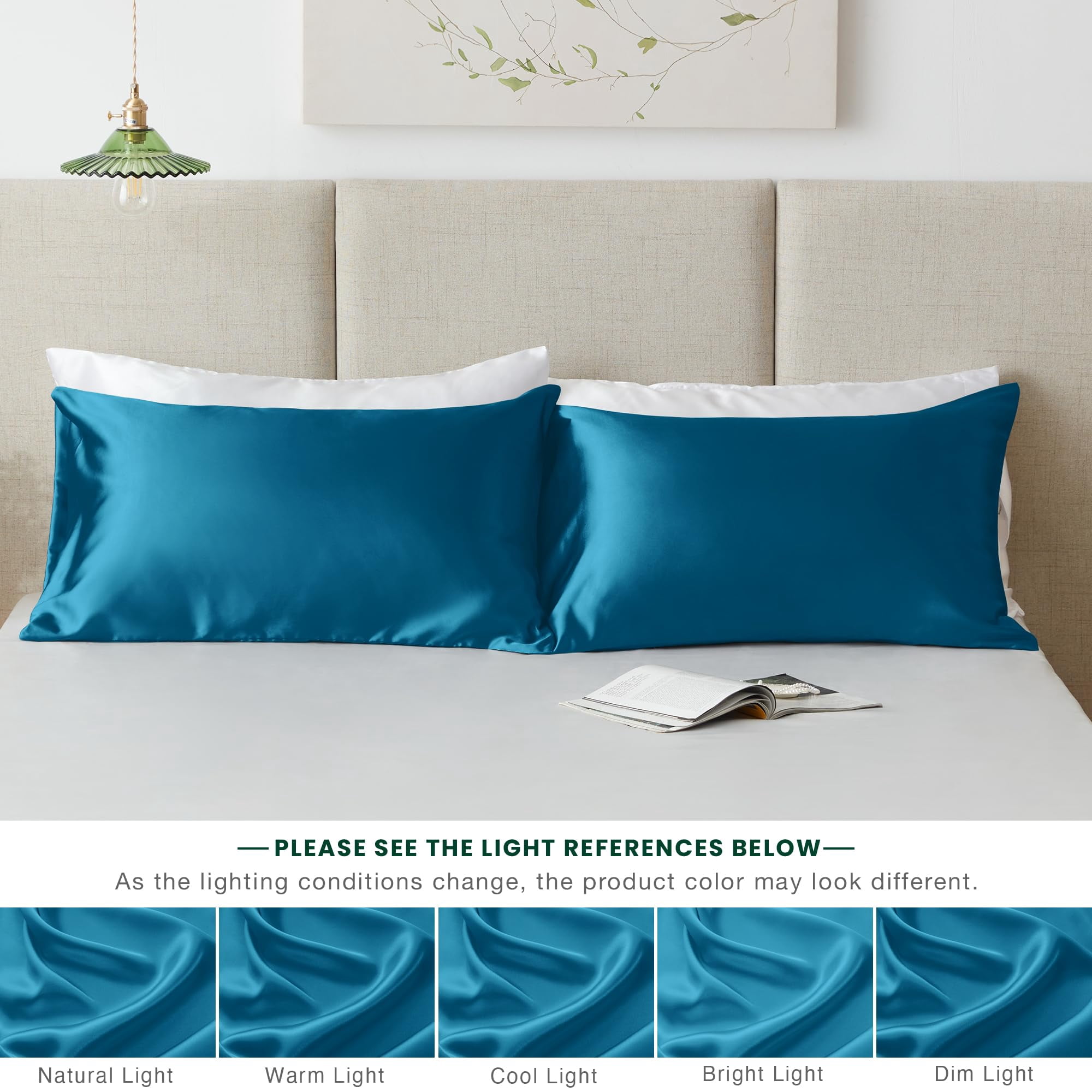 LOUDKS Satin Pillowcase Set of 2 Queen Size 20x30, Cooling Pillow Covers for Hair and Skin, Silky Smooth with Envelope Closure, Similar to Silk, White
