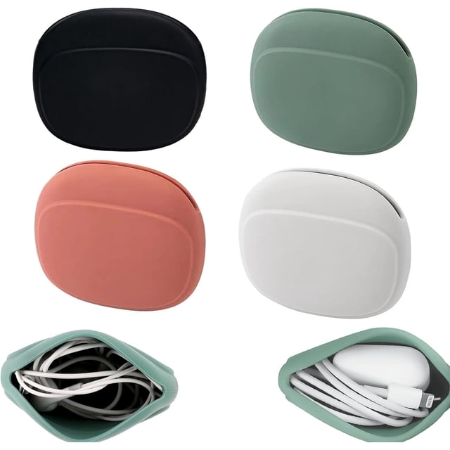 Bolsa de almacenamiento de silicona, organizador portátil de auriculares con cable de silicona, estuche de almacenamiento de cable de datos, organizador de cable de carga USB multifunción para el hoga