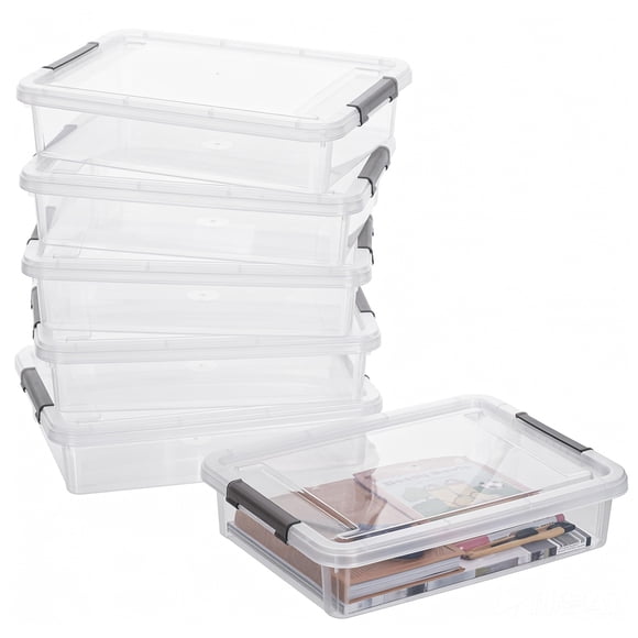 Caja contenedora plástica transparente con clip ITYLIFE CITYLIFE, 6 piezas