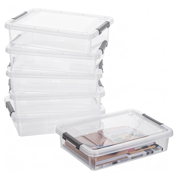Caja contenedora plástica transparente con clip ITYLIFE CITYLIFE, 6 piezas