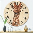 thumbnail image 2 of Designart 'Close Up Portrait of A Giraffe XI' Farmhouse Wood Wall Clock, 2 of 5
