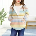 thumbnail image 4 of SGFCWSX Girls Oversized Hoodies Zip Up Fleece Sweatshirts Kids Striped Sweatshirt Jacket Yellow Size 5 Years, 4 of 8