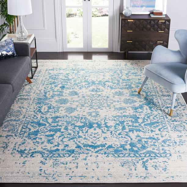 Area Rug Teal Ivory 10, What Size Rug Pad For 10 215 14
