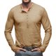 thumbnail image 1 of Blusas y camisas de manga larga con cuello redondo para hombre, blusas casuales de moda de color liso de manga larga, blusas transpirables para hombre, 1 of 7