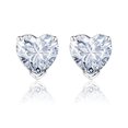 thumbnail image 1 of JeenMata Hermosos Aretes Tipo Botón con Corte de Corazón de 1 Quilate, Circonita Cúbica y Piedra Natal de Abril, Chapados en Oro Blanco de 18 K sobre Plata, 1 of 5