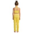 thumbnail image 2 of YiZYiF Enfants Filles Salsa Samba Rumba Tango Latin Tenues de Danse Haut Court à Franges avec Pantalon Ensemble Tenue de Danse de Salon Jaune 12, 2 of 7