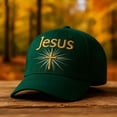 thumbnail image 3 of Avrnliq Green Jesus Cross Embroidered Baseball Cap, Cotton Adjustable Christian Faith Hat, Religious Church Casual Sun Cap for Men Women,Size Free Size, 3 of 3