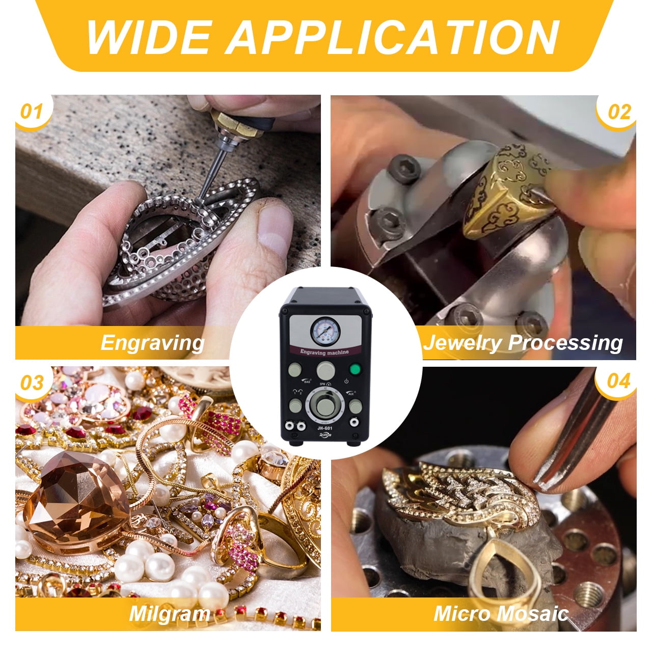 Tooltos Double-Head Pneumatic Jewelry Engraving Machine