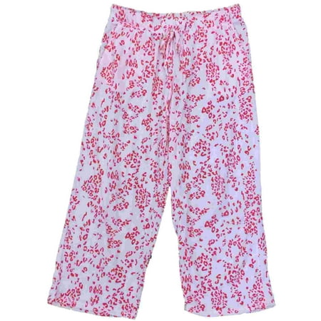 Willow Bay - Womens Coral & Pink Cheetah Sleep Pants Leopard Animal Print Pajama Bottoms