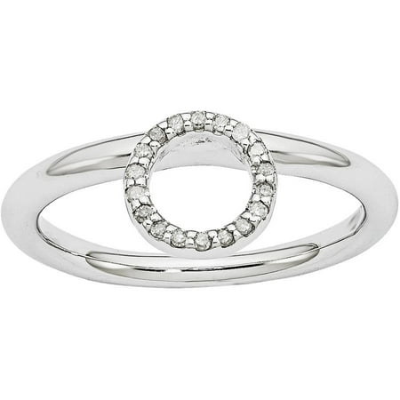 Stackable Expressions Large Halo Diamond Sterling Silver Rhodium Ring