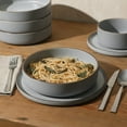 thumbnail image 3 of Gibson Elite Gelston Stoneware Matte Reactive Glaze 16 Piece (Service for 4) Plates and Bowl Dinnerware Set - Grey, 3 of 8