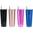 thumbnail image 1 of Ezprogear 26 oz 4 Pack Stainless Steel Slim Tumbler Vacuum Insulated Coffee Cup (Glossy Black+ Rose Gold+Magenta+Sapphire), 1 of 7