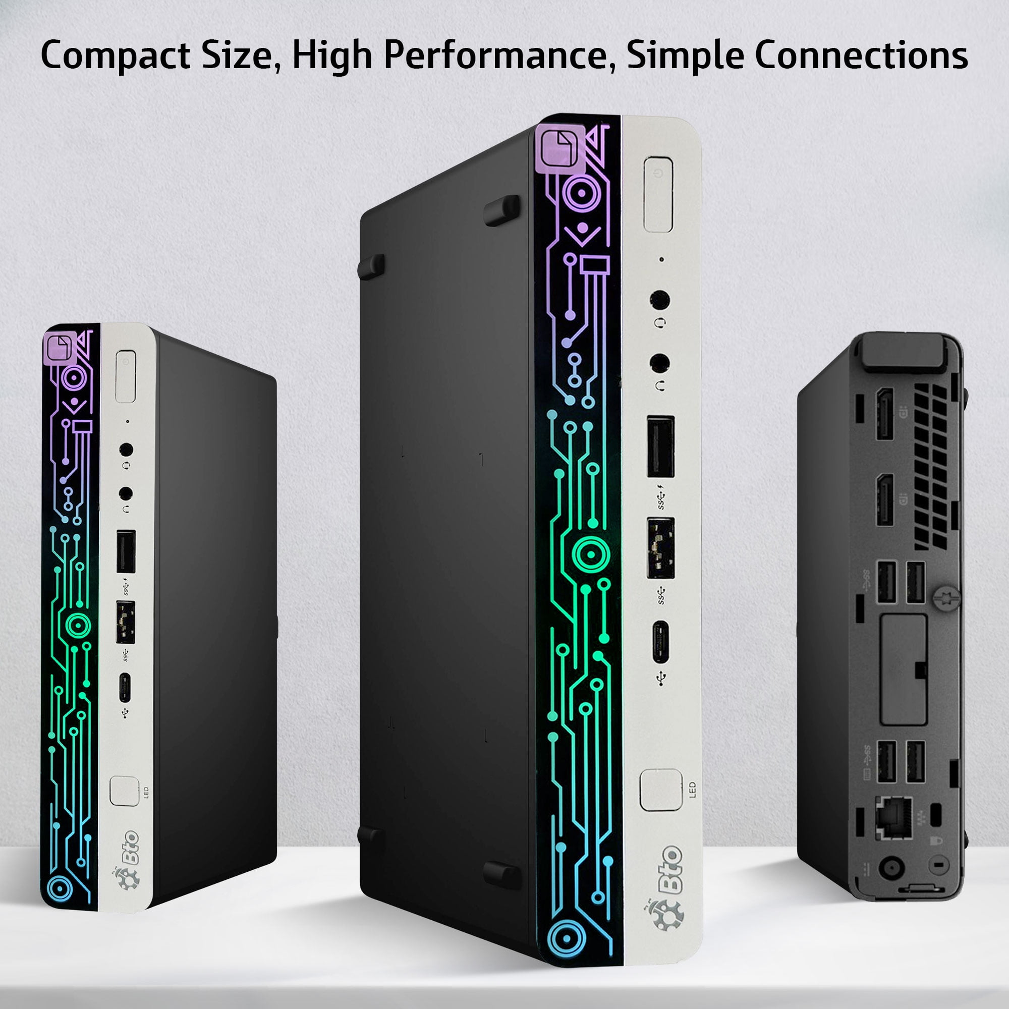 Restored HP G4 Desktop Computer Mini PC Intel Hexa Core i5-8500 16GB RAM 2 TB NVMe SSD, RGB Keyboard & Mouse, BTO Wi-Fi Windows 11 Pro (Refurbished)