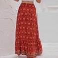 thumbnail image 5 of JINMGG Womens Plus Size Clearance $5 Fashion Women Printing Leisure Elastic Waist Split Boho Skirt Red S, 5 of 5
