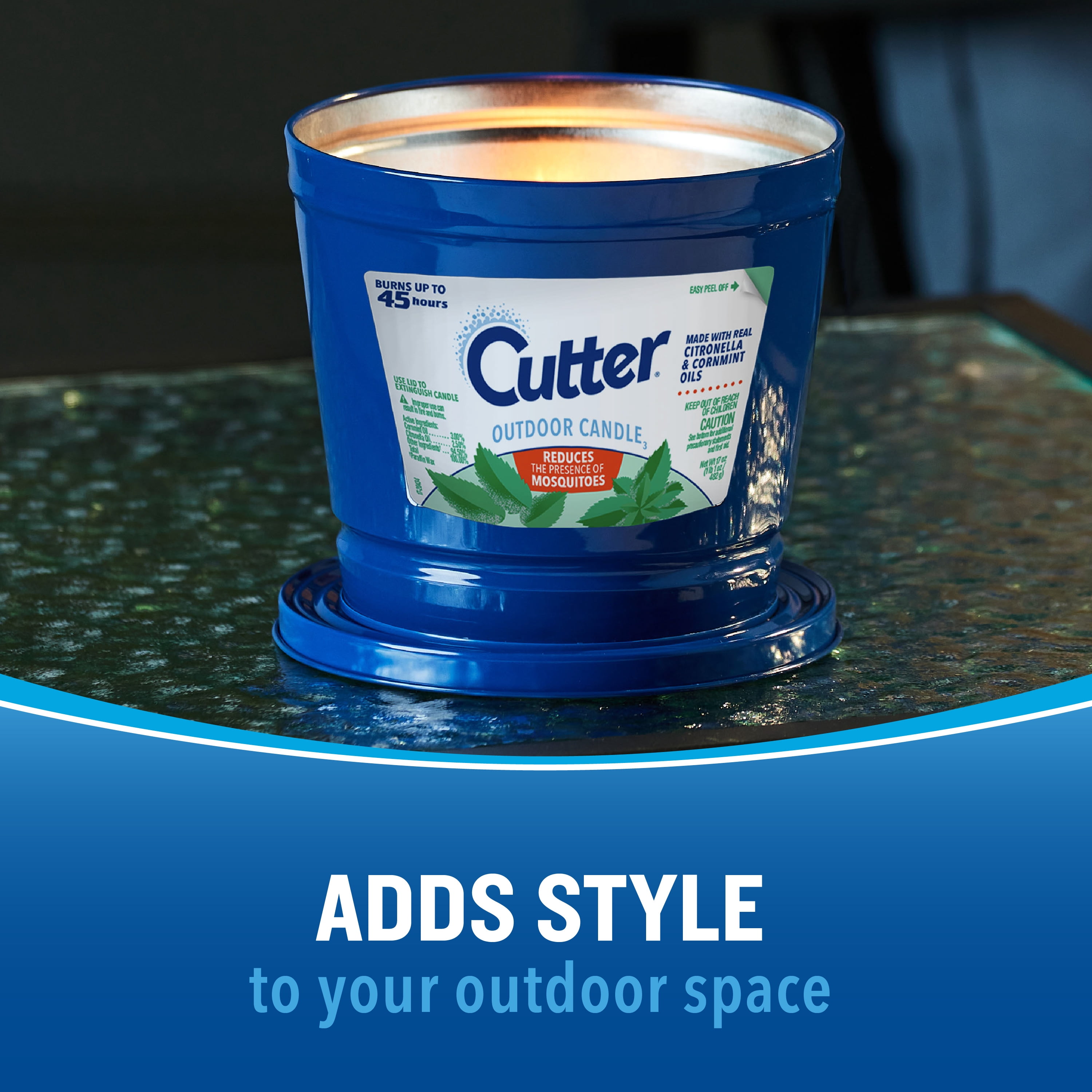 Cutter Outdoor Candle with Real Citronella Oil Reduces Presence of Mosquitoes, 17 Ounces