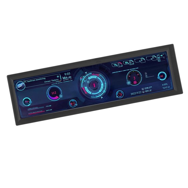 CPU Hardware Temperature Display, 178 Degree Angles 8.8 Inch PC Temperature Display 1920x480 Resolution Professional for Laptop Black,White,Red,Blue