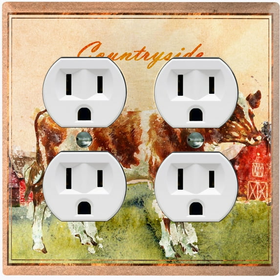 Metal Light Switch Plate Cover Cute Countryside Cow Animal Farm ANM002