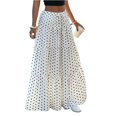 thumbnail image 2 of Polka Dot Skirts for Women Drawstring Elastic High Waisted A Line Pleated Skirts Summer Beach Vacation Maxi Skirts, 2XL, 2 of 5