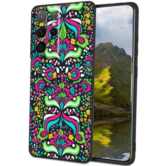 Mexican-Bohemian-Bright-Floral-Pattern-4 Phone Case, Degined for Samsung Galaxy S23 Ultra Case Men Women, Flexible Silicone Shockproof Case for Samsung Galaxy S23 Ultra
