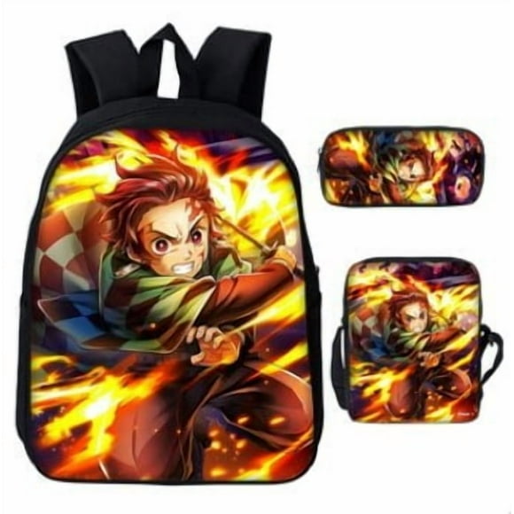 3D Demon Slayer Backpack Cartoon Backpack Three-Piece Printing