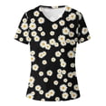 thumbnail image 4 of ICHUANYI Clearance Women's Fashion Printing Casual V-neck Short Sleeve Loose T-shirt Tops(White, XL) ICHUANYI WER2023081114742, 4 of 4