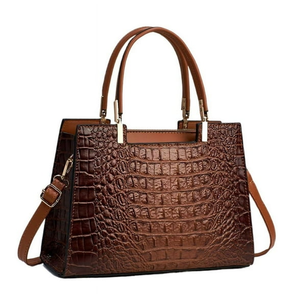 Women's Casual Crocodile Handbag And Purse Fuax Leather Embossed Crocodile Pattern Shoulder Bag Tote Satchel