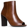thumbnail image 1 of Peep Toe High Heel Boot - Sleek Leather Ankle Bootie - Classic Zip Up Boot - Easy Essential Everyday Shoe, 1 of 4