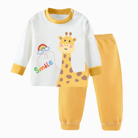 Kogui Toddler Pajamas Girls Toddler Pajamas Long Sleeve 2-Piece Print Soft Sleepwear Set Kids Pjs 18 24 Months (Yellow,18-24 Months)
